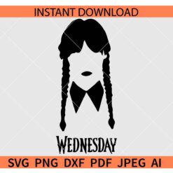 Wednesday Face SVG, Wednesday Addams Face SVG