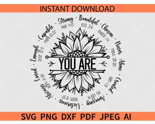 You are inspirational SVG, Floral You Are Inspirational SVG, You are Capable SVG