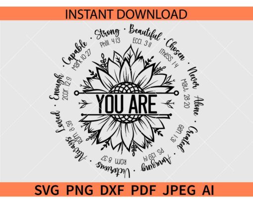 You are inspirational SVG, Floral You Are Inspirational SVG, You are Capable SVG