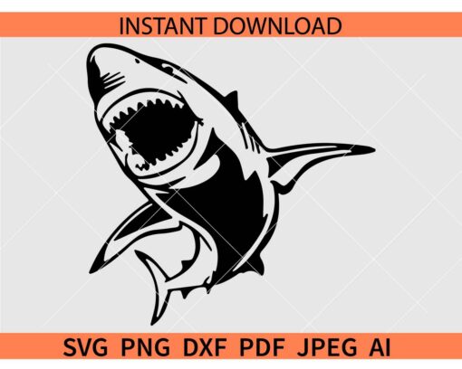 Attacking Shark Silhouette SVG, Shark SVG, Shark Clipart SVG, Sharks Mascot SVG