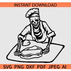 Baker skeleton SVG, Skeleton Chef SVG, Skeleton with chef hat baking SVG