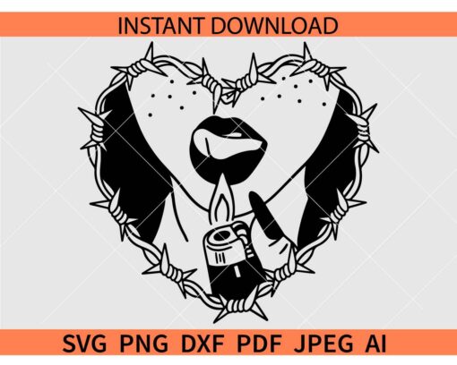 Barbed heart SVG, Barbed wire Love Symbol SVG, Woman barbed wire heart SVG