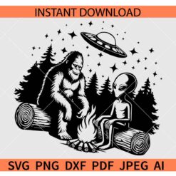 Bigfoot Alien Campfire SVG