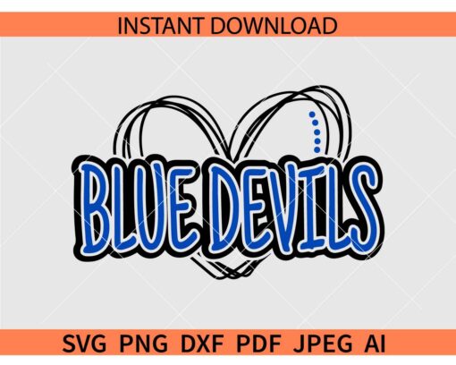 Blue Devils heart SVG, Duke University Blue Devils SVG