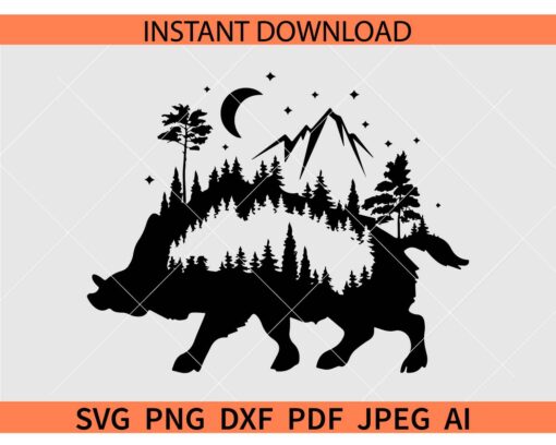 Boar mountain scene SVG, Boar Forest Knight scene SVG