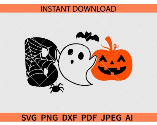 Boo Halloween Ghost SVG, Boo Halloween Pumpkin SVG, Boo Jack Pumpkin Ghost SVG
