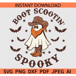 Boot Scoot Spooky SVG, Western Ghost SVG, Retro Halloween Boot Scoot SVG, Cowboy Ghost Boot Scoot Spooky SVG