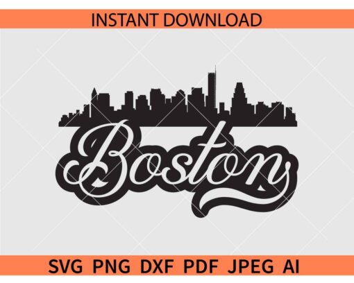Boston city Swoosh SVG, Boston city Silhouette SVG