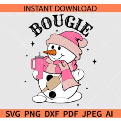 Bougie Snowman SVG, Cute Bougie Pink Snowman SVG