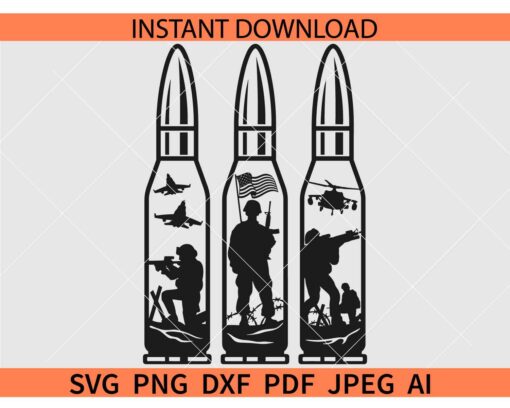 Bullet Soldier Scene SVG, Soldier Scene inside Bullet SVG