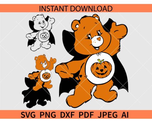 Care Bears Trick or Sweet SVG, Layered Halloween Care Bear SVG, Spooky care bear SVG