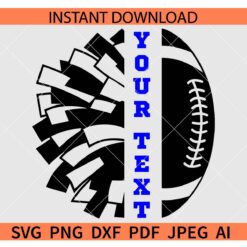Cheerleader split monogram SVG, Pom Pom Football split monogram SVG