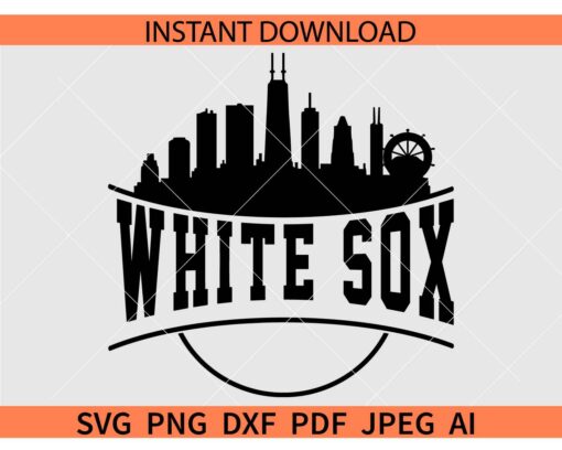 Chicago White Sox skyline SVG, White Sox skyline Baseball SVG