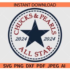 Chucks and Pearls All Star 2024 SVG, Kamala Harris Chucks and Pearls SVG