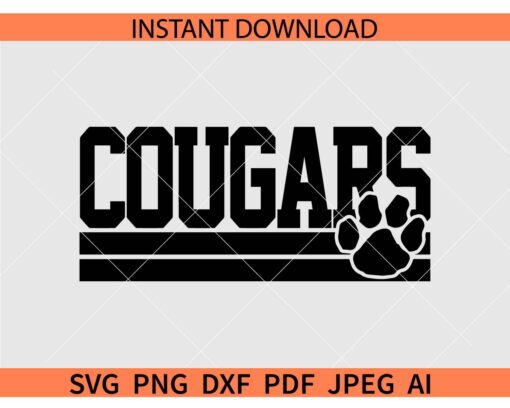 Cougars Paw SVG, The Cougars SVG