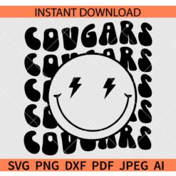 Cougars Smiley Face SVG, Smiley Face Cougars Mascot SVG, Cougars Football SVG