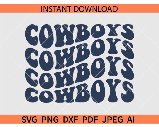 Cowboys Retro Wavy Text  SVG, Retro Cowboys SVG