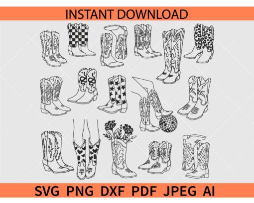 Cowgirl-Boots-SVG-Bundle, Cowgirl Boots SVG, boots svg, Western Boots svg, Rodeo svg, Ranch svg