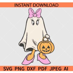 Daisy Duck Ghost Halloween SVG, Halloween Pumpkin Daisy duck Ghost SVG