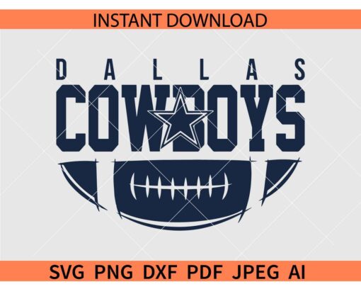 Dallas Cowboys Star SVG, Dallas Cowboys half Football Ball SVG