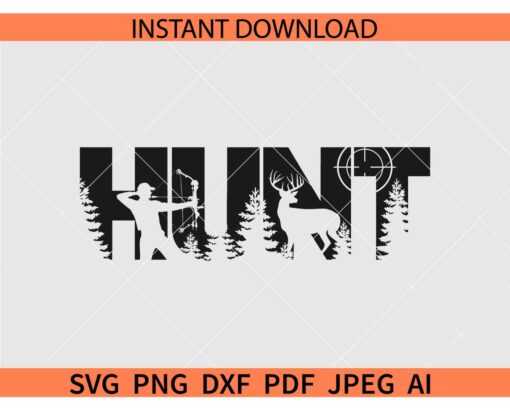 Deer-Hunting-svg, Deer svg, Hunting svg, Outdoor Scenery svg