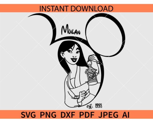 Disney Mulan Est 1998 SVG, Disney Mulan SVG, Disney Princess SVG