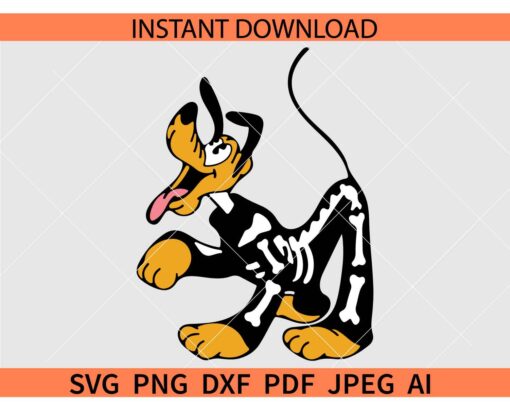Disney Pluto Skeleton SVG, Disney Pluto Skeleton Halloween SVG 