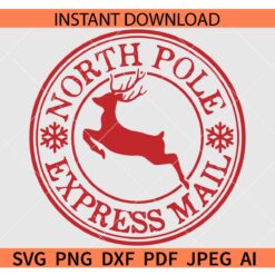 Distressed North Pole Express Mail SVG, North Pole Express Mail Logo SVG