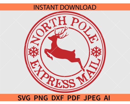 Distressed North Pole Express Mail SVG, North Pole Express Mail Logo SVG
