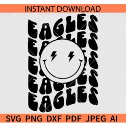 Eagles smiley face SVG, The Eagles Retro Text Smile SVG, Smiley Face Eagles Mascot SVG
