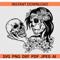 Floral Sugar Skull SVG, Sugar Skull flowers SVG