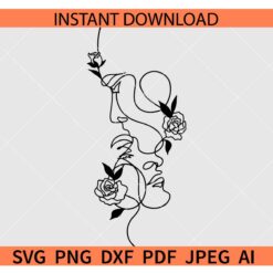 Floral couple face SVG, Cup Face Flowers SVG, Floral couple face Sketch SVG