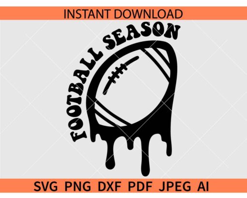 Football Season Dripping Football SVG, Drippy Football Ball Football Season SVG