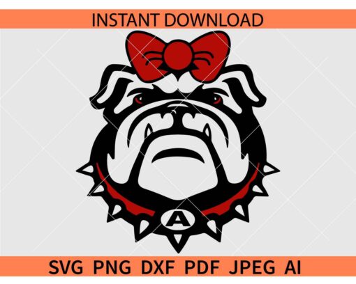 Georgia Bulldogs Bow SVG, Georgia Bulldogs Girl SVG, Georgia Dog Bow SVG