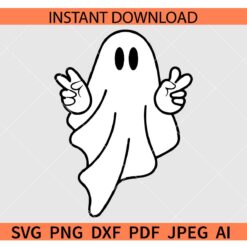 Ghost peace SVG, Halloween Ghost Pease Hand ASL SVG, Flying Ghost Peace Hand SVG