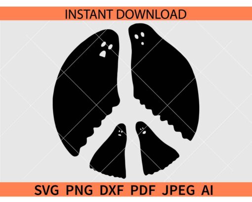 Ghost peace Sign SVG, Halloween Ghost Peace Sign SVG