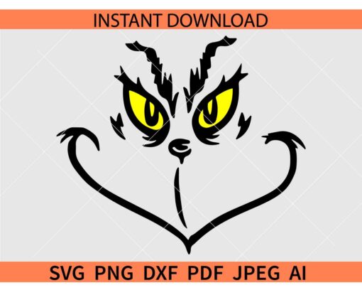 Grinch Face Outline SVG