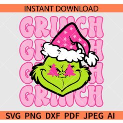 Grinch face Preppy SVG, Retro Grinch face Preppy SVG