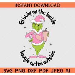Grinch on the inside bougie on the outside SVG, Santa Grinch with Iced Coffee SVG