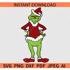 Grinch standing SVG, Grinch Holding Wiest SVG