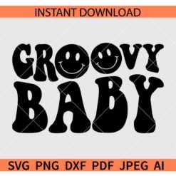 Groovy baby smile SVG, Groovy Baby Smiley Face SVG, Retro Groovy baby smile SVG