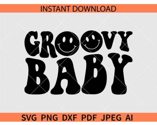 Groovy baby smile SVG, Groovy Baby Smiley Face SVG, Retro Groovy baby smile SVG