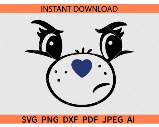 Grumpy Bear Face SVG, Grumpy Care Bear SVG