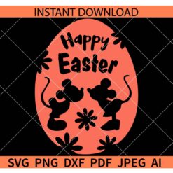 Happy Easter Egg with Disney Kissing SVG, Mickey Minnie Inside Easter Egg SVG