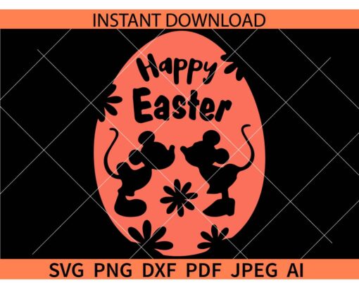 Happy Easter Egg with Disney Kissing SVG, Mickey Minnie Inside Easter Egg SVG