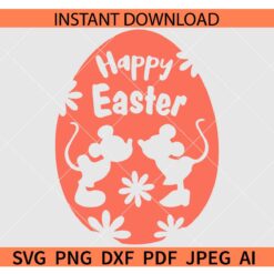 Happy Easter Egg with Disney Kissing SVG, Mickey Minnie Inside Easter Egg SVG