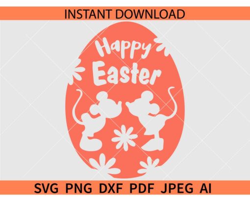 Happy Easter Egg with Disney Kissing SVG, Mickey Minnie Inside Easter Egg SVG