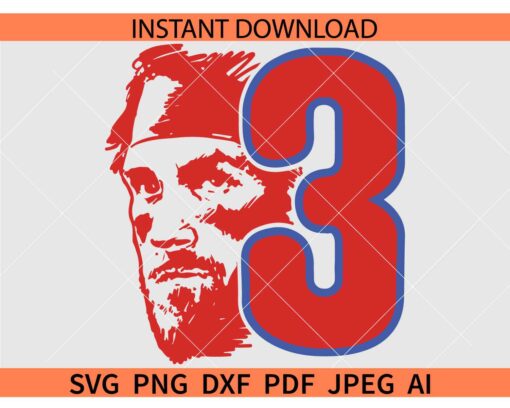 Harper number 3 SVG, Bryce Harper 3 SVG, Philadelphia Phillies Baseball Player SVG
