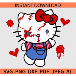 Hello Kitty Chucky face SVG, Horror Kitty SVG, Kitty Halloween SVG