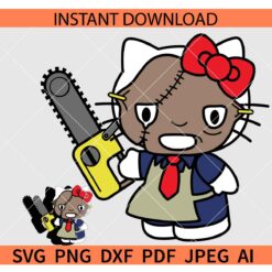 Hello Kitty Leatherface SVG, Layered Leatherface Kitty SVG